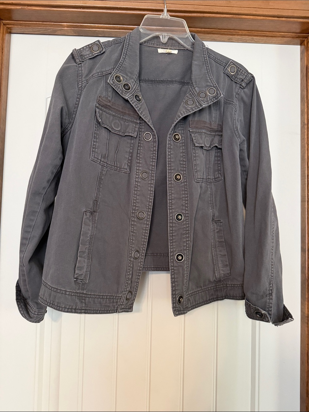 Maurices Slate Gray Utility Jacket with Button Front